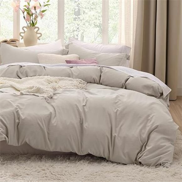 Bedsure Duvet Cover Queen Size - 3 Pieces Prewashed Extra Soft Bedding Set - Picture 7 of 7